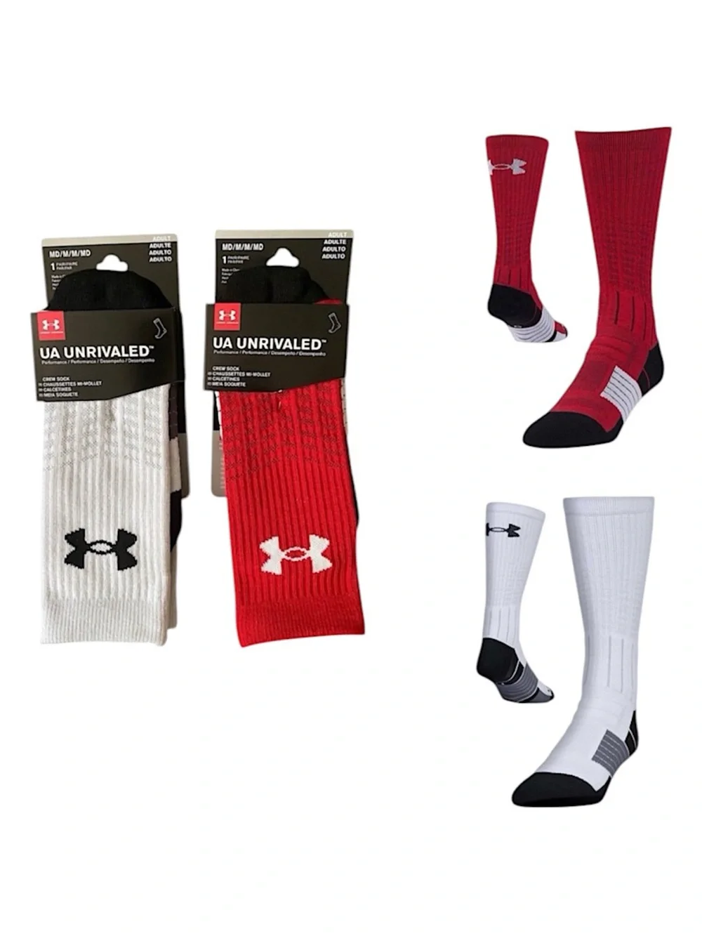 Under Armour UA Unrivaled Crew Socks - Red & White